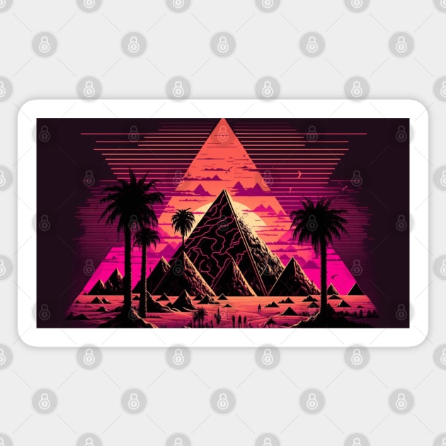 Synthwave Retrowave Aesthetic Pyramid Sticker by Nightarcade